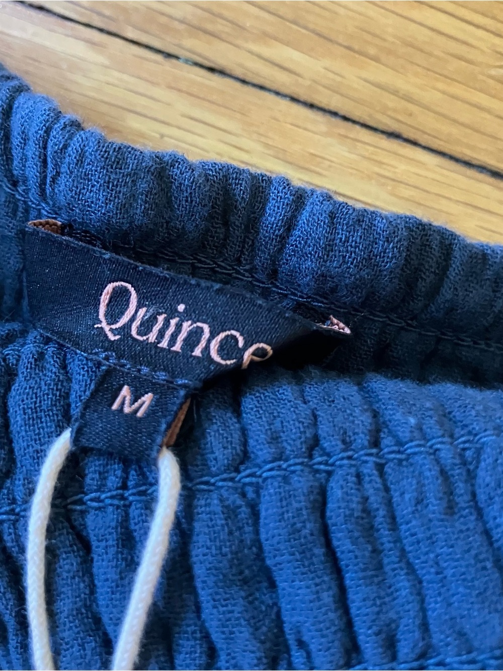 Quince Indigo Blue New NWT Organic Cotton Gauze Smocked Wide Leg Jumpsuit Medium - Picture 4 of 12